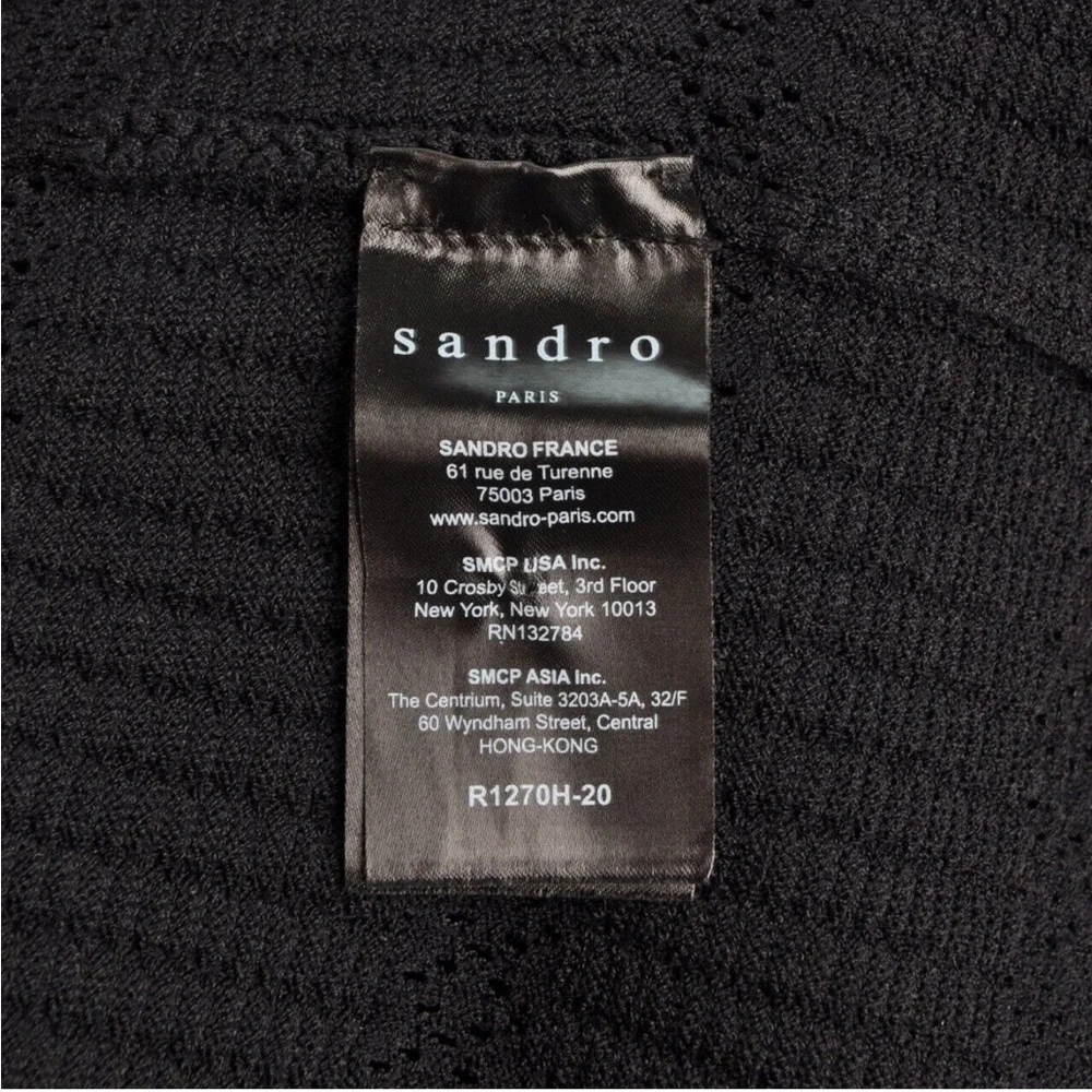 Sandro Paris Carmen Women’s Black Knit Stretch Sweater Dress Fluted Cuffs Sz S - Picture 13 of 16